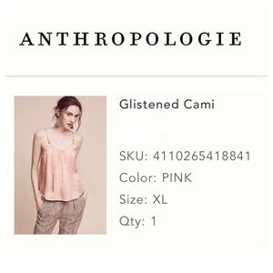 LIKE NEW - Floreat Glistened Cami, XL pink